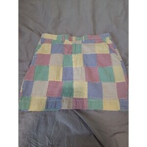 Ralph Lauren Sport Women SZ 2 seersucker patchwork skirt multi color stripe prep